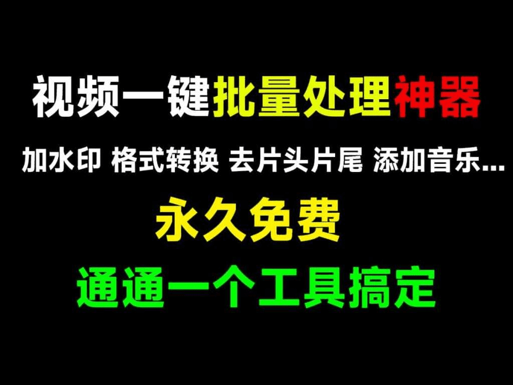 全免费视频批量处理工具！支持批量加水印、批量加片头，格式批量转换，视频转图片、批量合并等-问小徐资源库