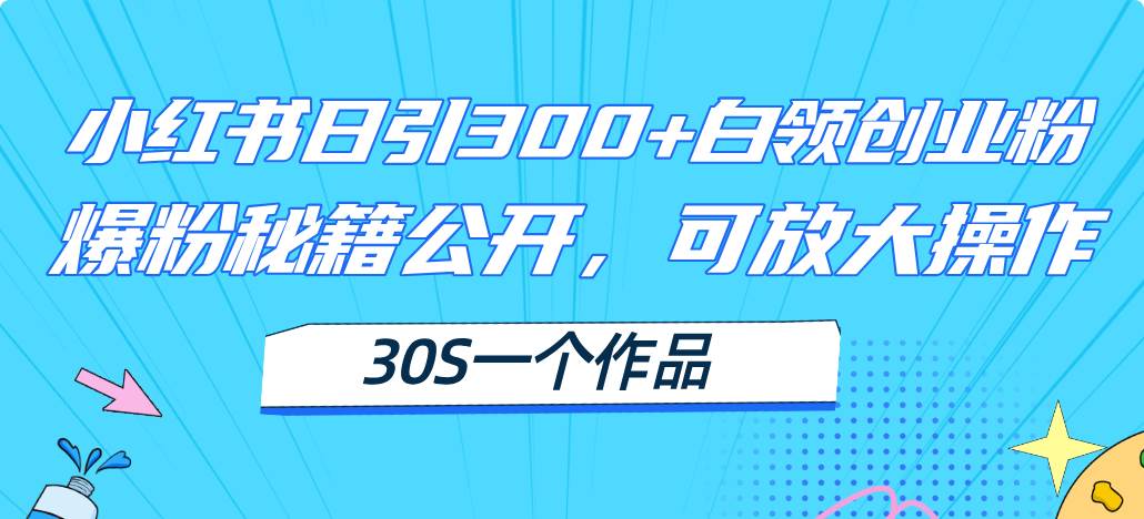 （11692期）小红书日引300+高质白领创业粉，可放大操作，爆粉秘籍！30s一个作品-问小徐资源库