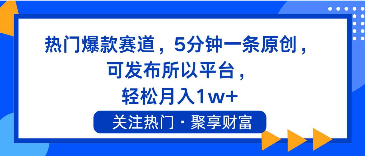 （11810期）热门爆款赛道，5分钟一条原创，可发布所以平台， 轻松月入1w+-问小徐资源库