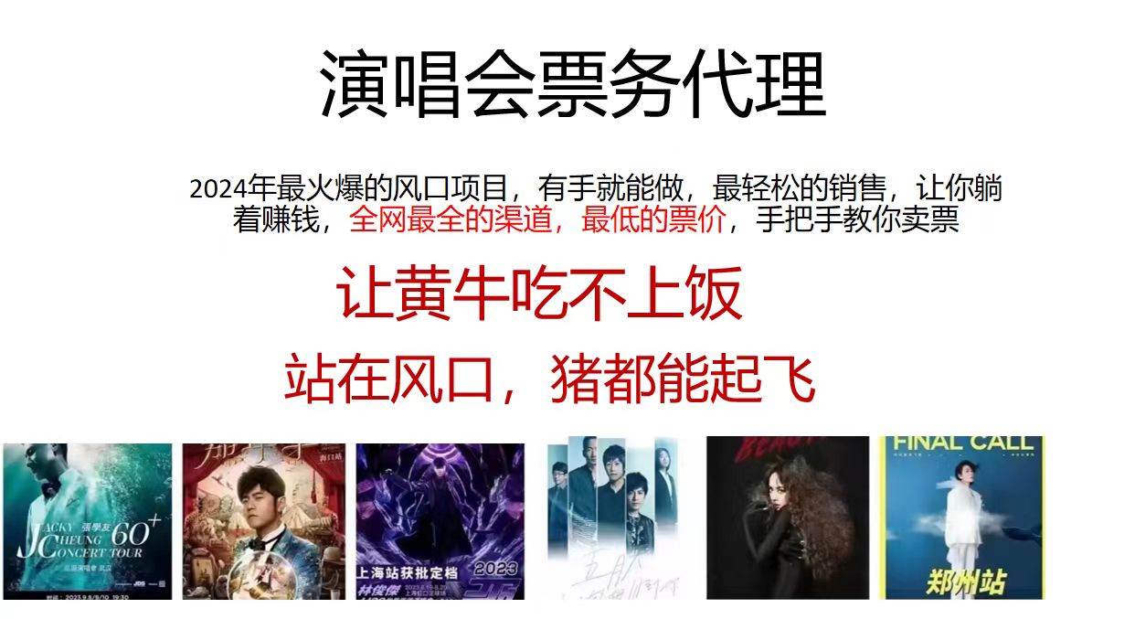 （11863期）演唱会全网最低票务代理，小白一分钟上手，手把手教你卖票，日入2000+...-问小徐资源库