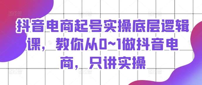 抖音电商起号实操底层逻辑课，教你从0~1做抖音电商，只讲实操-问小徐资源库