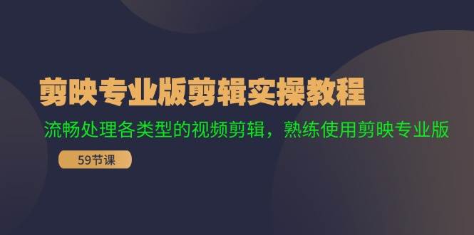 剪映专业版剪辑实操教程：流畅处理各类型的视频剪辑，熟练使用剪映专业版-问小徐资源库