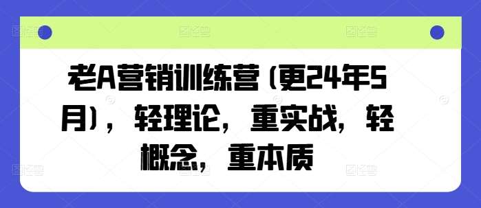 老A营销训练营(更24年7月)，轻理论，重实战，轻概念，重本质-问小徐资源库