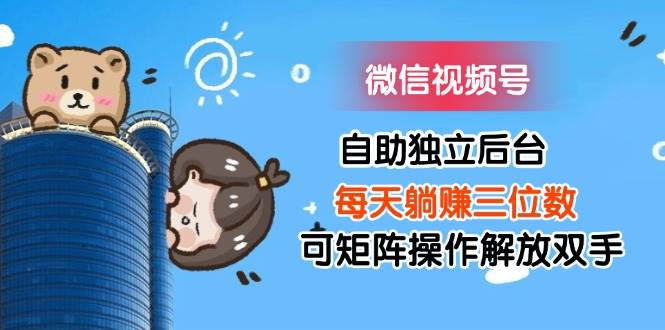（11910期）微信视频号自助独立后台每天躺赚三位数可矩阵操作解放双手-问小徐资源库