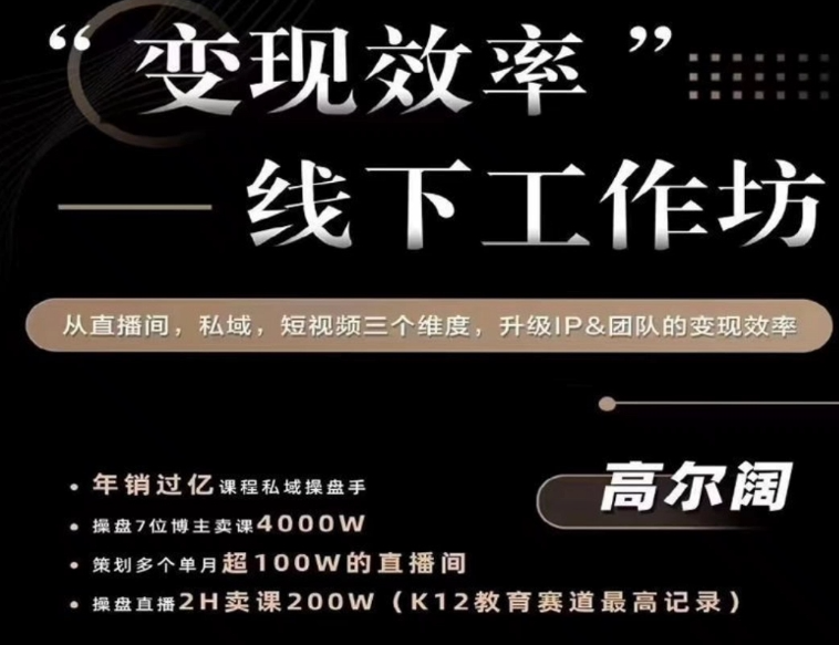 高尔阔马成智-变现效率线下工作坊2023年3月线（价值12800元）-问小徐资源库